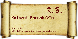 Kolozsi Barnabás névjegykártya