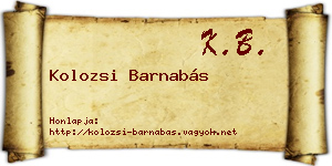 Kolozsi Barnabás névjegykártya