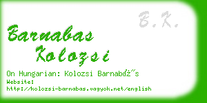 barnabas kolozsi business card